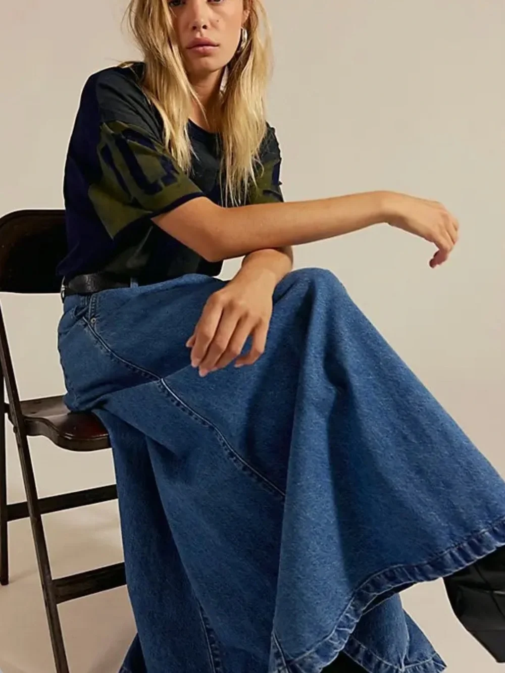 We The Free Sydney Denim A-Line Maxi Skirt